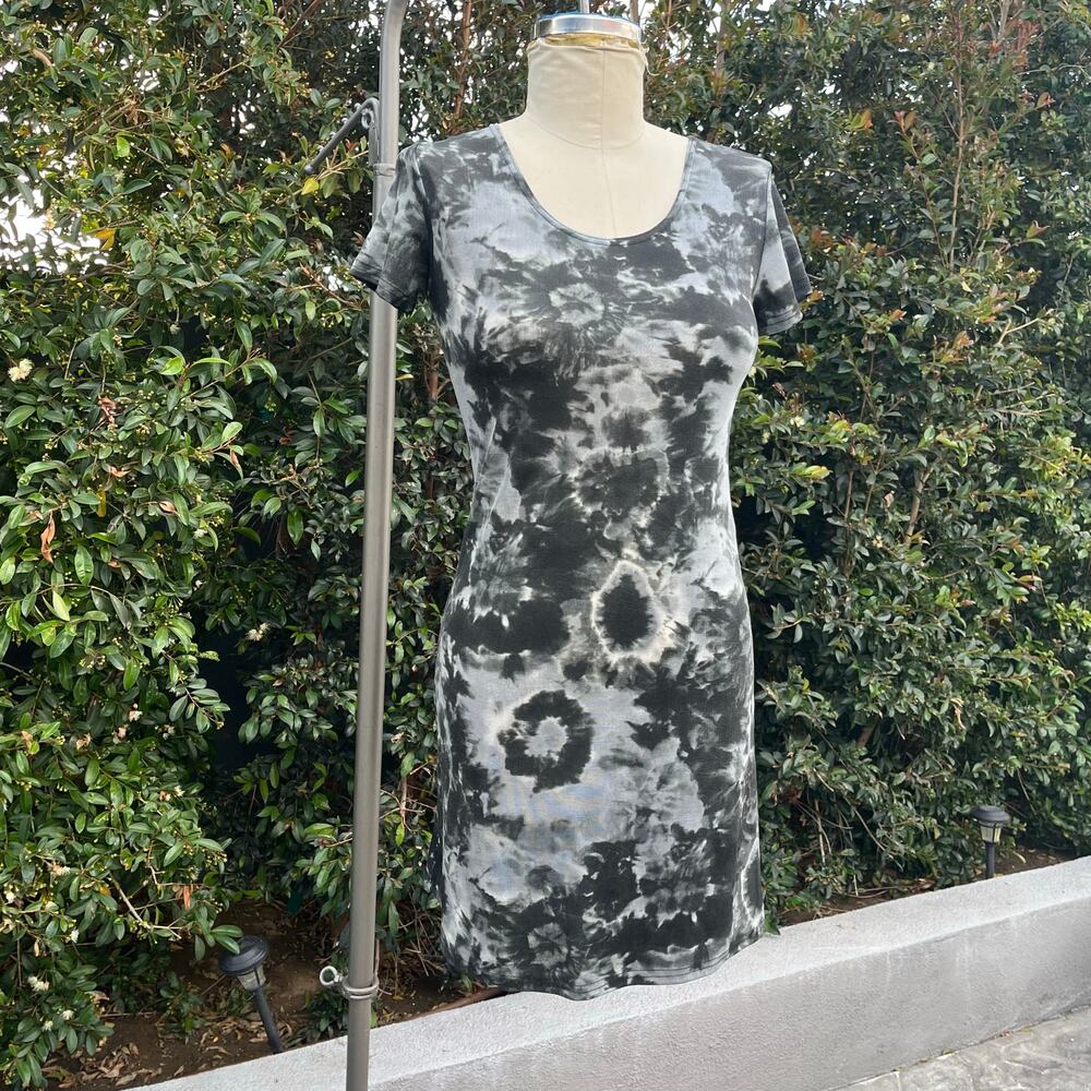 Vintage 90s Y2K Two Stars Made in USA Tie-Dye Short Sleeve Shirt Dress